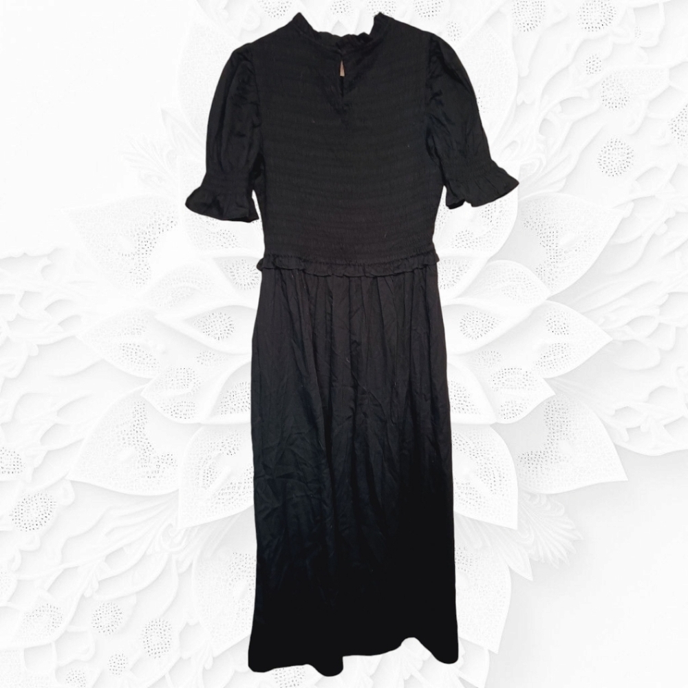 Gap‎ Black Cotton Puff Sleeved Midi DressSize Medium